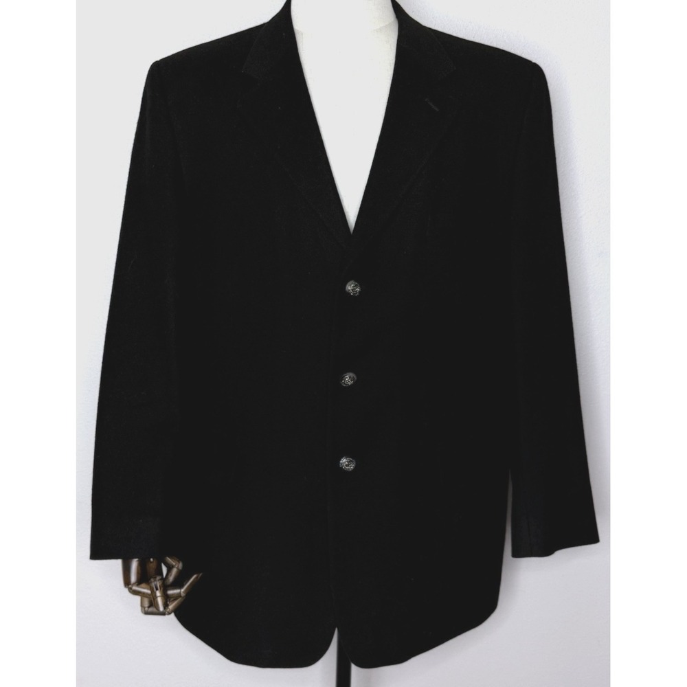 Petrocelli‎ Blazer 46R Mens Black 3 Button Wool Silk Cashmere